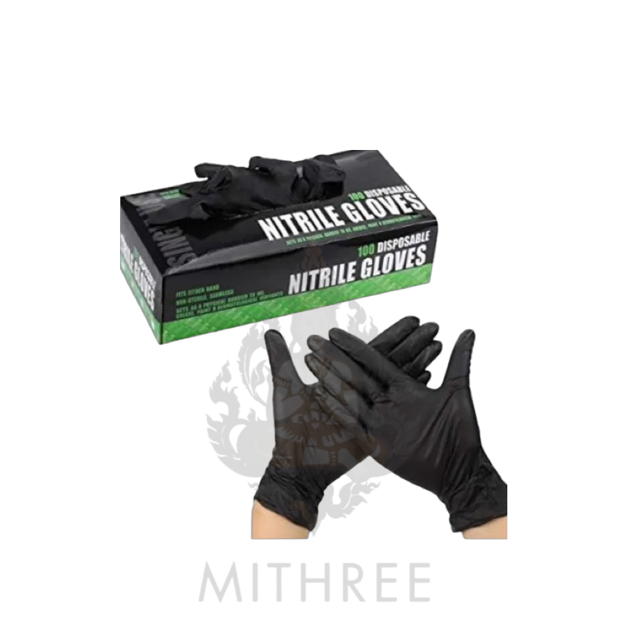 NITRILE LARGE GLOVES [BLACK] 100PCS/10 MITHREE